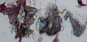 Vögel tanzen tanzen / 2026 &ndash; Acryl und &Ouml;l auf Leinwand 100cm x 50cm